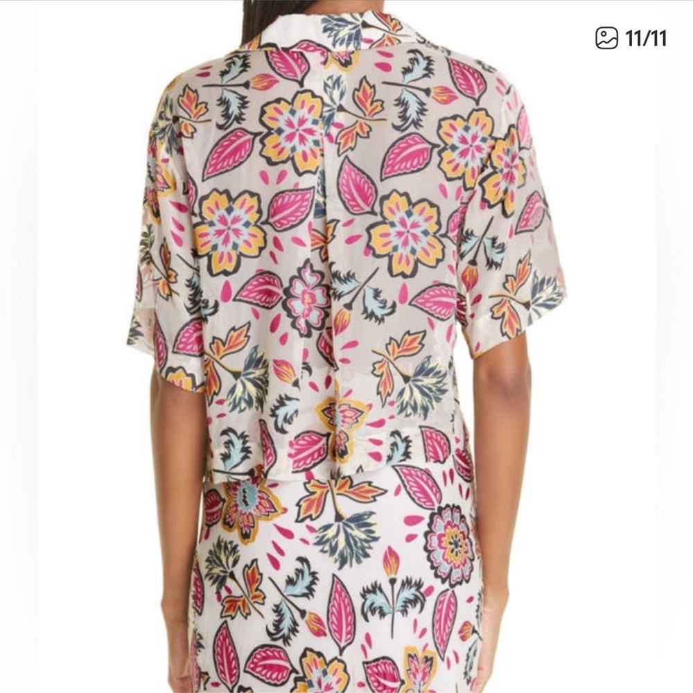 Rag & Bone Floral Mare Cropped Silk Blouse/Shirt NWT $350 Medium - Picture 11 of 11